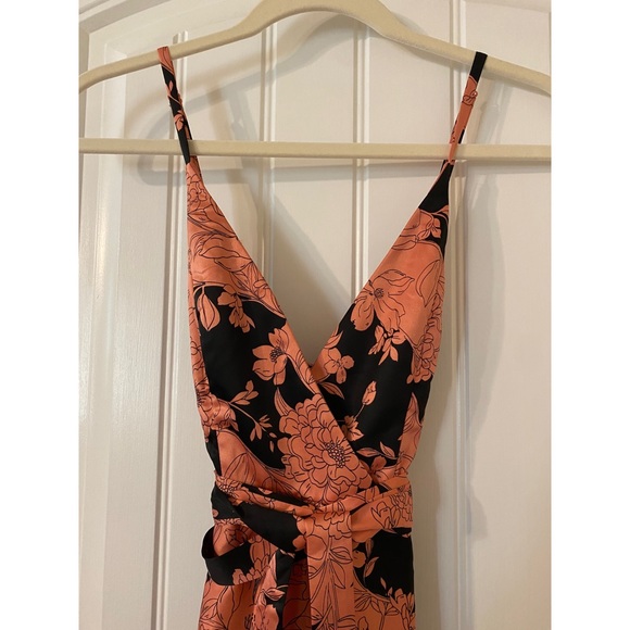 Lulus Tea Gardens Rusty Rose Floral Satin Maxi Dress XXS - Picture 3 of 5